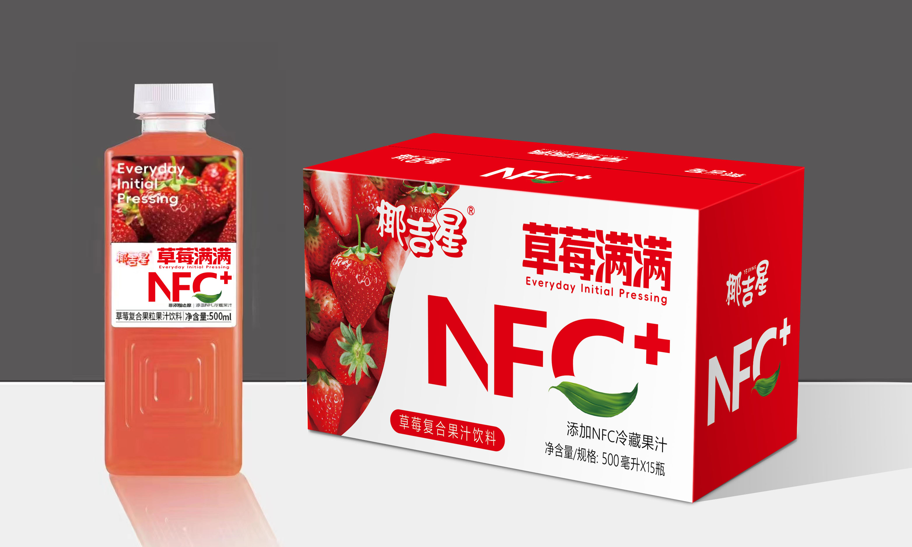 椰吉星NFC草莓满满果汁饮料500mlx15瓶