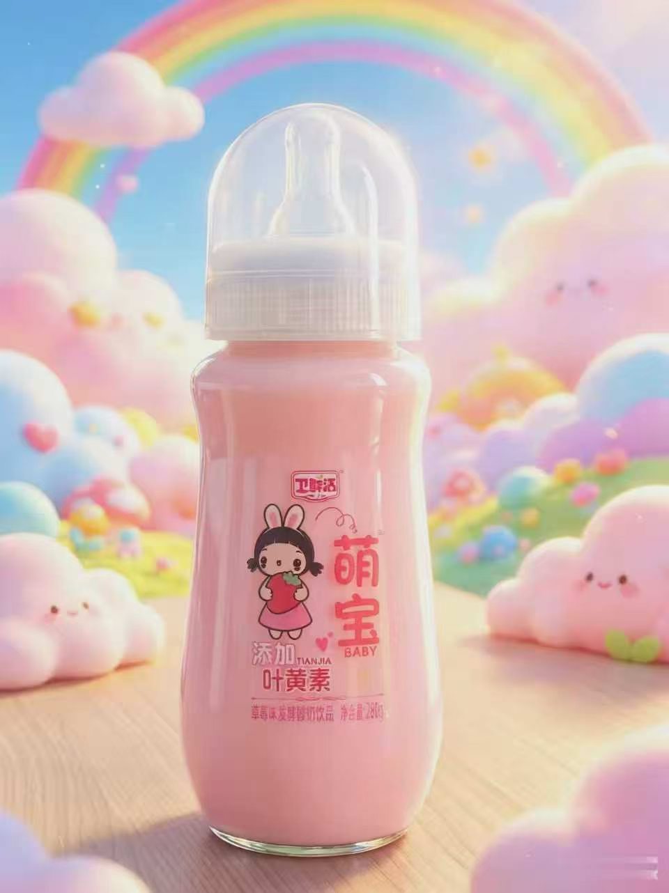萌宝奶嘴草莓味含乳牛