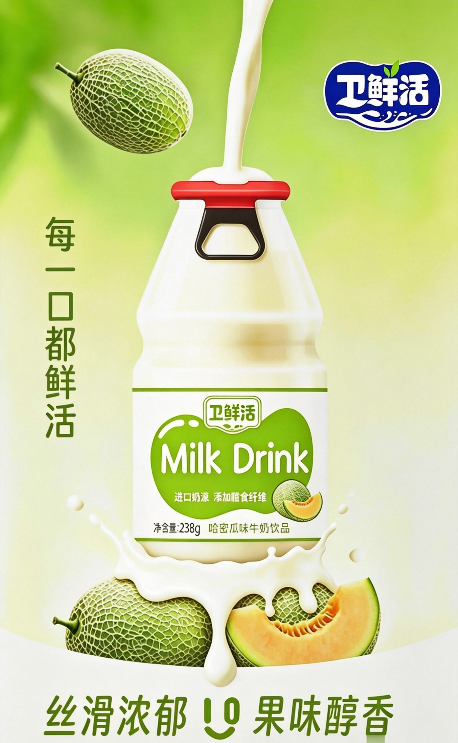 卫鲜活哈密瓜味花色牛