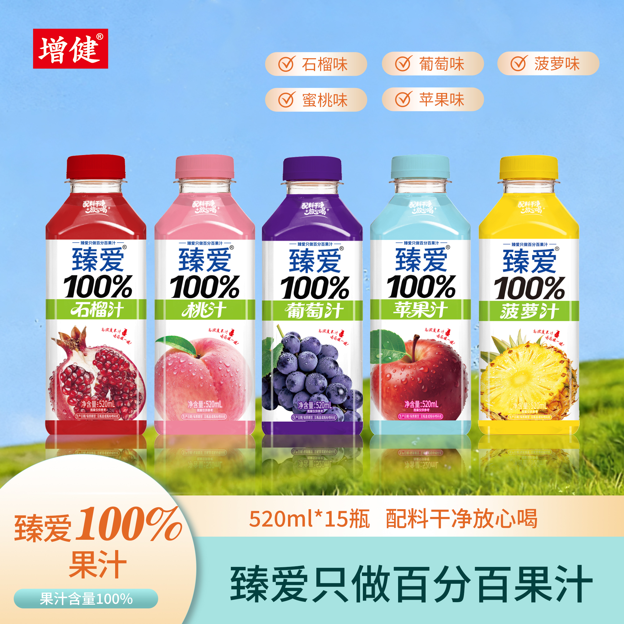 520mL臻爱100%果汁 配